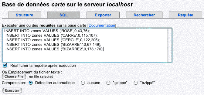 Création de la table